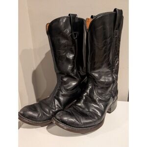 Vintage Wrangler Black Leather Cowboy Boots Mens 7.5 EE Super‎ Wear 80s Made USA